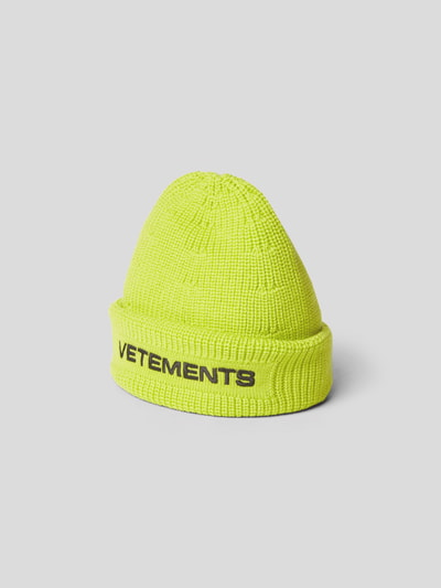 VETEMENTS Mütze mit Label-Stitching Neon Gelb 2