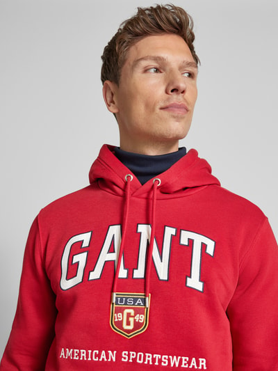 Gant Hoodie mit Label-Print Rot 3