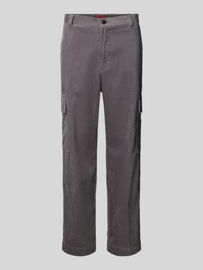 HUGO Regular fit corduroy broek met cargozakken, model 'Grady244' Middengrijs - 1