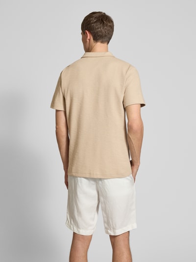 Tom Tailor Regular fit geribd poloshirt met stretch Beige - 5