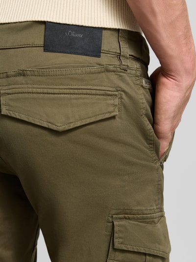 s.Oliver RED LABEL Spodnie cargo o kroju regular fit z mieszanki bawełny Ciemnozielony 3