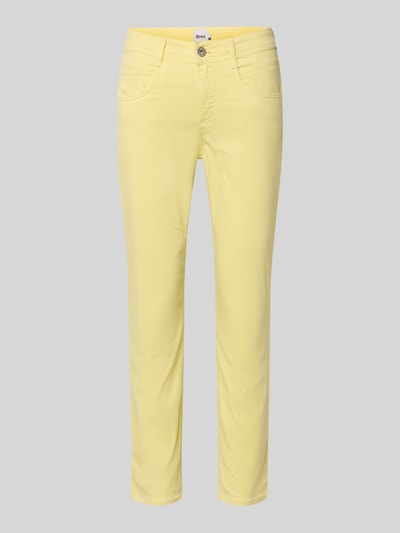 Produktfoto, Slim Fit Hose in verkürzter Passform Modell 'SHAKIRA' van Brax, lyocellmix met katoen, zacht geel, glad oppervlak, rechte pijpen.