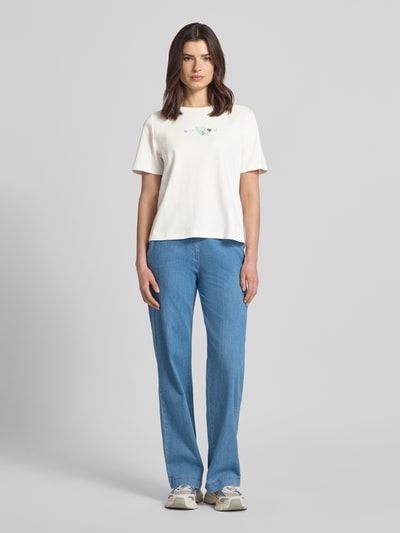 Tom Tailor Relaxed Fit T-Shirt aus reiner Baumwolle Offwhite 1