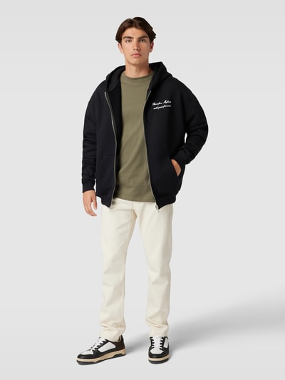 PEQUS Sweatjacke aus Baumwolle mit Statement-Print Modell 'Mykonos' Black 1