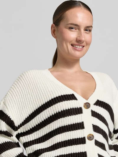 VERO MODA Oversized Strickjacke mit V-Ausschnitt Modell 'LEA' Weiss 3