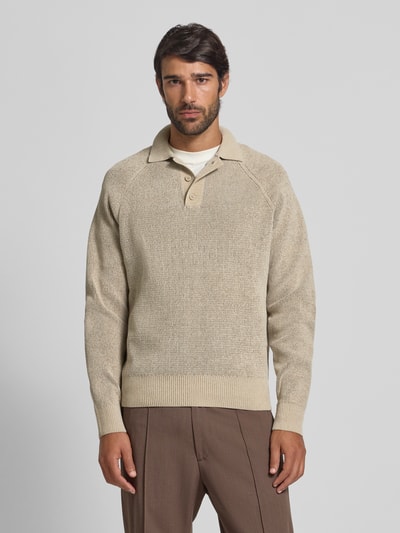 JAKE*S STUDIO MEN Strickpullover mit Polokragen Beige 4