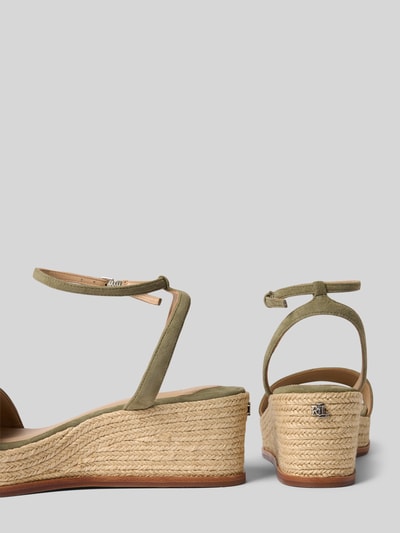Lauren Ralph Lauren Wedges aus Leder mit Logo-Detail Modell 'LEONA' Khaki 2