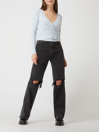 Only Cropped Shirt mit Schnürung Modell 'Emma' Hellblau 1