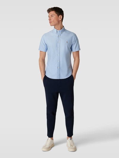 Polo Ralph Lauren Slim fit vrijetijdsoverhemd met labelstitching Lichtblauw - 1