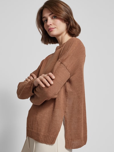 Weekend Max Mara Oversized Strickpullover mit U-Boot-Ausschnitt Modell 'GARENNA' Cognac 3