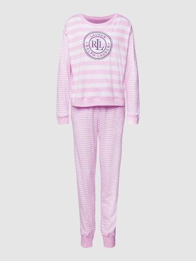 Lauren Ralph Lauren Pyjama met labelprint Felroze - 2