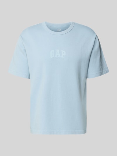 Produktfoto, T-Shirt mit Logo und Rundhalsausschnitt von GAP in hellblau, Herren T-Shirt aus reiner Baumwolle, Regular-Fit, Rückseite 61 cm