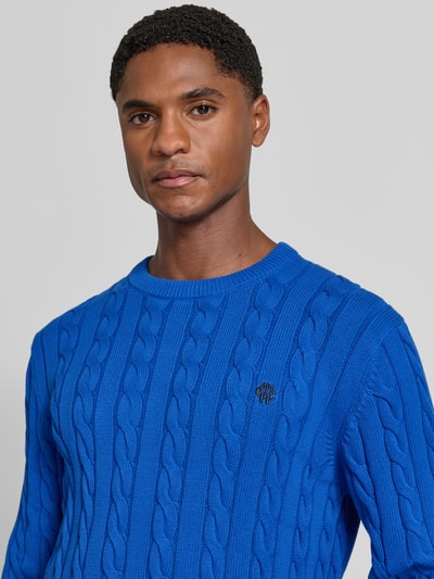 MCNEAL Slim fit gebreide pullover van puur katoen Blauw - 3