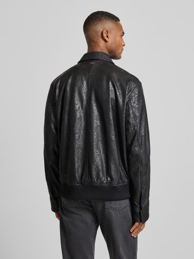BOSS Regular Fit Lederjacke mit Allover-Muster Modell 'JUZE_CNY' Black 5
