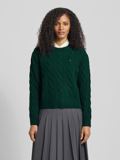 Polo Ralph Lauren Strickpullover mit Zopfmuster und Rundhalsausschnitt Gruen 4