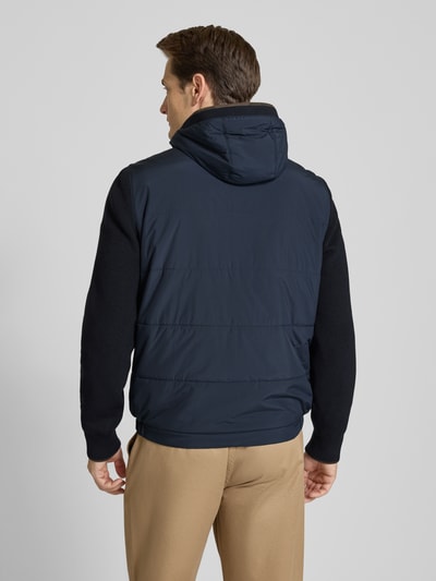 bugatti Gebreid jack met capuchon Marineblauw - 5