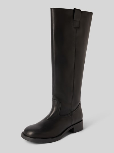 Produktfoto, Stiefel aus Leder Modell 'Zola' von Steve Madden in Schwarz, abgerundete Spitze, Schlupfform, glatte Oberfläche, Damen Stiefel