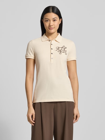 Lauren Ralph Lauren Slim fit poloshirt met logo van kralen, model 'KIEWICK' Ecru - 4