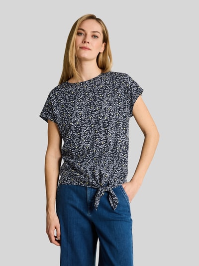 Tom Tailor Regular Fit T-Shirt aus Baumwoll-Mix mit Knotendetail Marine 4
