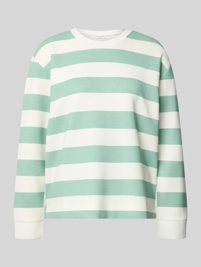 Produktfoto, Sweatshirt mit Rundhalsausschnitt von Christian Berg Woman, grün-weiß gestreift im Allover-Look, Material-Mix mit Modal-Anteil