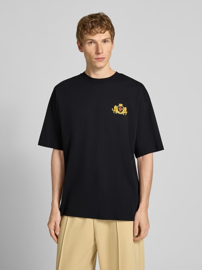 REVIEW T-shirt met labelpatch Zwart - 4