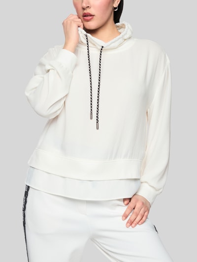Marc Cain Langarmshirt mit gerafftem Stehkragen Offwhite 4