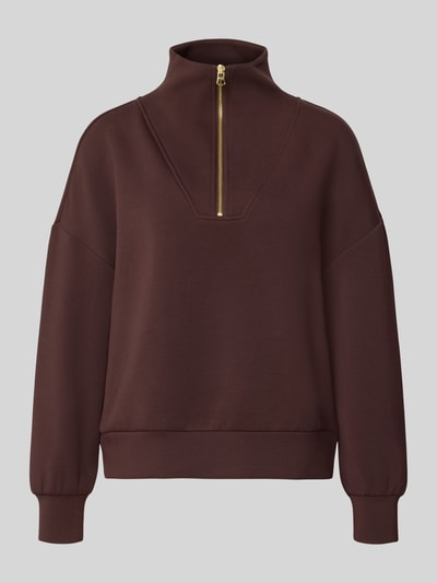 Produktfoto, Regular Fit Sweatshirt aus Viskose-Mix Modell 'Hawley' von VARLEY, Damen Sweatshirt, Troyer-Kragen, elastische Abschlüsse, braune Farbe