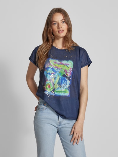 Christian Berg Woman T-shirt met motiefprint Donkerblauw - 4