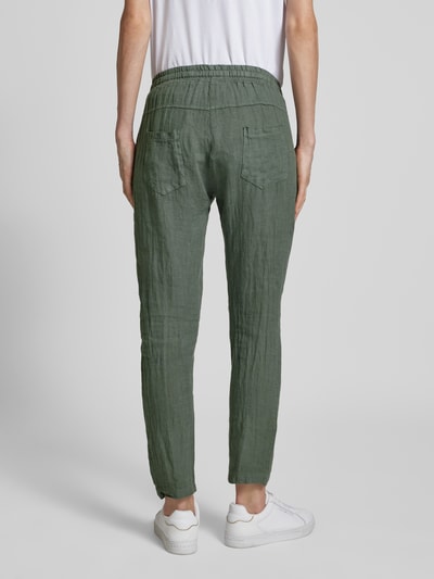 ZABAIONE Leinenhose mit elastischem Bund Khaki 5