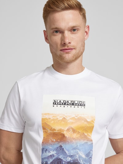 Napapijri T-Shirt mit Label-Motiv-Print Weiss 3