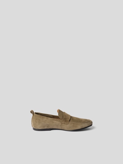 Officine Générale Penny-Loafer aus Veloursleder Oliv 6