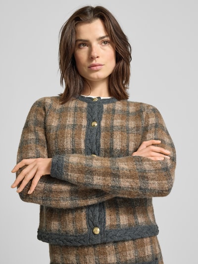 JOOP! Gebreid jack van alpacamix met ronde hals, model 'KEA' Middenbruin - 3