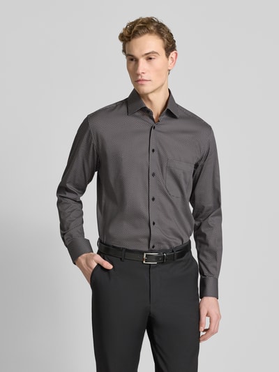 ETERNA Modern fit zakelijk overhemd van katoen met kentkraag Zwart - 4