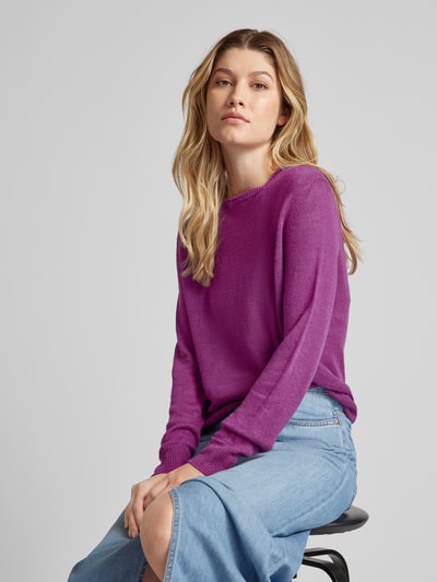 Weekend Max Mara Sweter z dzianiny z czystego lnu model ‘ATZECO’ Purpurowy 3