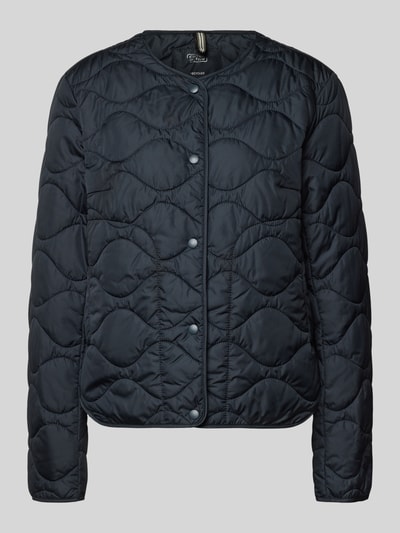 Productfoto, Steppjacke mit Rundhalsausschnitt van camel active in regular fit, donkerblauw, knoopsluiting, insteekzakken, effen textuur