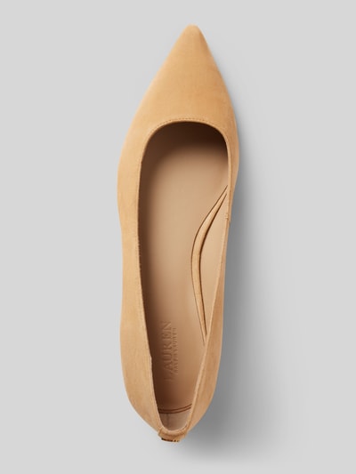 Lauren Ralph Lauren Lederballerinas mit Blockabsatz Modell 'LONDYN' Sand 3