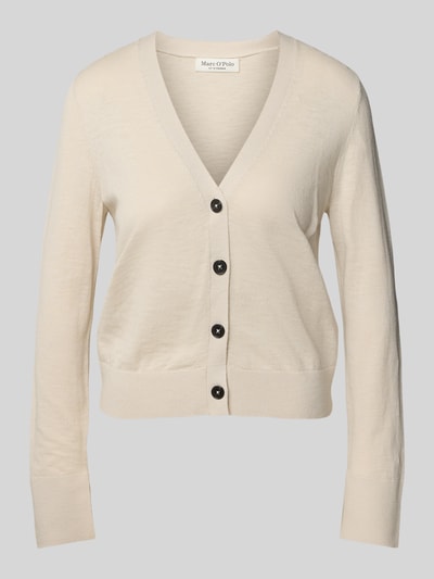 Marc O'Polo Slim fit gebreid jack van een mix van katoen en linnen Zand - 2