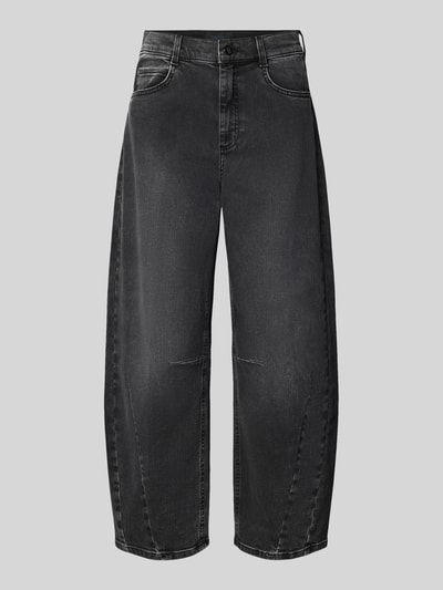 Produktfoto, schwarze Regular Fit Barrel Jeans aus Baumwoll-Mix Modell 'ELLY' von ANGELS, Damen Barrel Jeans, strukturierte Denim-Optik