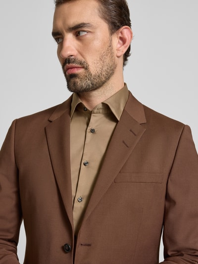 Jake*s Slim Fit Business-Hemd mit Kentkragen Dunkelbraun 3