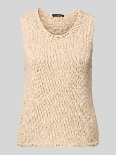 Produktfoto, Stricktop mit Rundhalsausschnitt von Oui, Beige, Grobstrick, Baumwoll-Mix, Gerader-Schnitt, Rückenlänge 54 cm bei Größe 36
