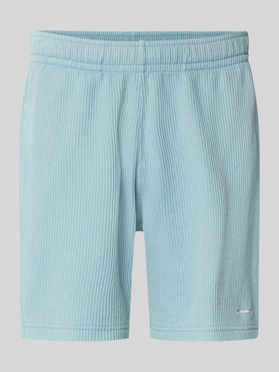 Produktfoto, Shorts mit Strukturmuster und elastischem Bund von CHAMPION in Hellblau, Baumwoll-Mix, sichtbares Label-Stitching, Regular Fit.