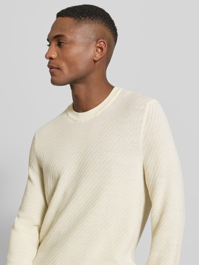 JOOP! Collection Sweter z dzianiny z mieszanki wełny model ‘Dariono’ Złamany biały 3