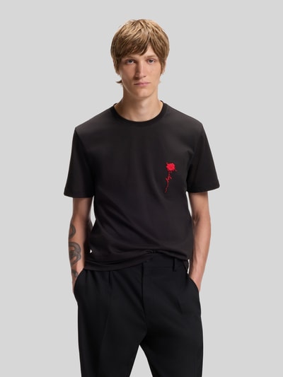 HUGO Regular Fit T-Shirt aus reiner Baumwolle Modell 'Diflow' Black 4