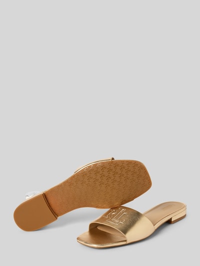 Lauren Ralph Lauren Slides aus Leder mit Logo-Detail Modell 'EVERLEY' Gold 4