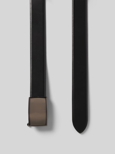 Produktfoto, schwarzer Ledergürtel mit Klemmschnalle Modell 'KOPPEL BASIC' von Lloyd Men's Belts, unifarben, glatte Textur, 3 cm breit