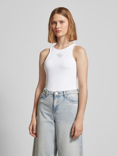 Guess Top z efektem prążkowania model ‘GUENDALINA’ Biały 4