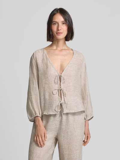 Christian Berg Woman Loose Fit Hemdbluse aus reinem Leinen Beige 4