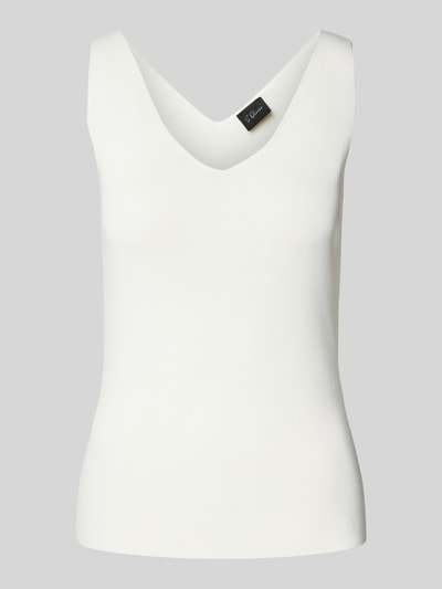 s.Oliver BLACK LABEL Slim fit top in een fijne viscosemix Offwhite - 2