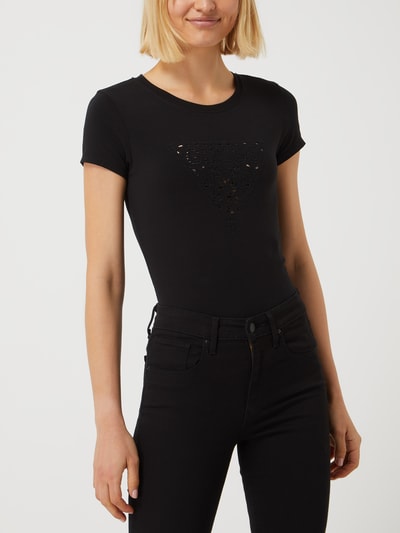 Guess T-shirt met broderie anglaise Zwart - 4