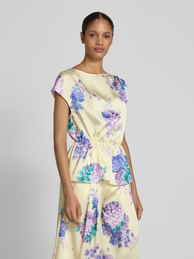Marc Cain Blusenshirt aus Satin mit tailliertem Schnitt Hellgelb 4